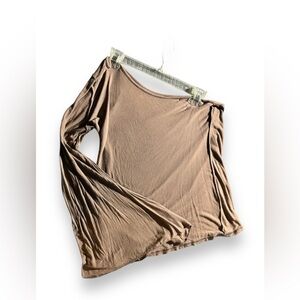One shoulder tan flowy top